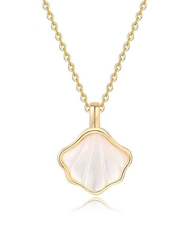 Moonstone Lustre Shell Gold Necklace
