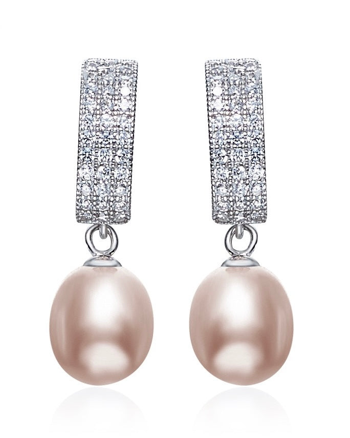 Blush Pearl Brilliance Silver Earrings