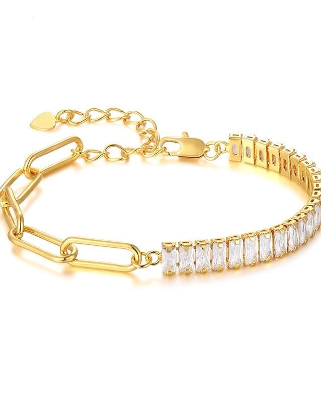 Sparkling Chainlink Zircon Brilliance Gold Bracelet