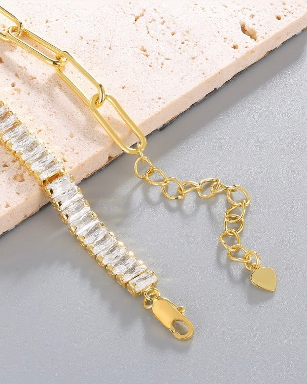 Sparkling Chainlink Zircon Brilliance Gold Bracelet