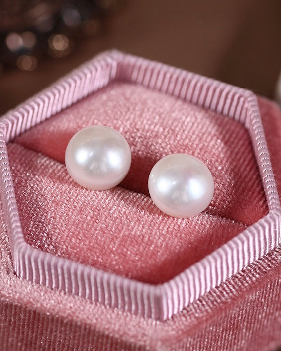 Lustrous Natural Pearl Stud Earrings