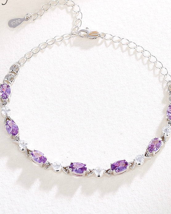 Purple Zircon Silver Bracelet