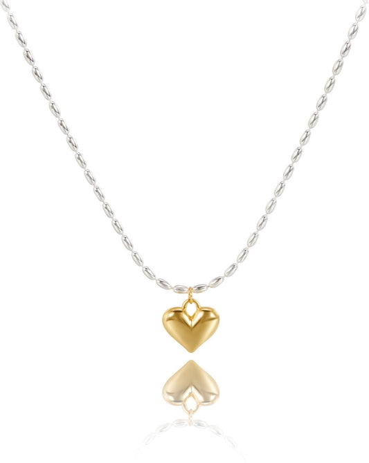 puff heart pendant necklace, C&L Jewellery