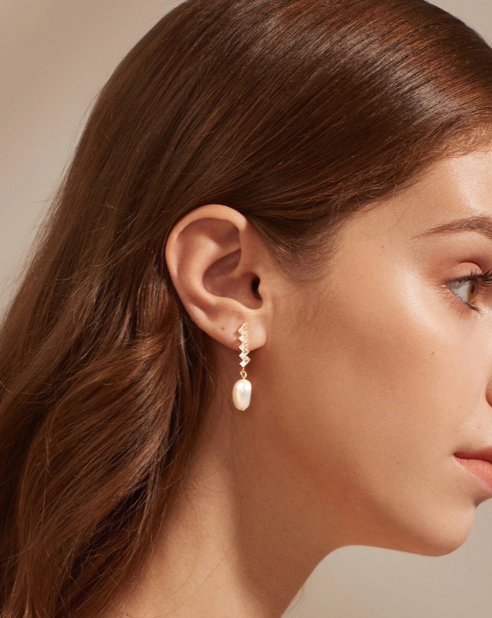 Elegant Pearls Zircon Earrings, drop earrings, freshwater pearls earrings, C&L Jewellery