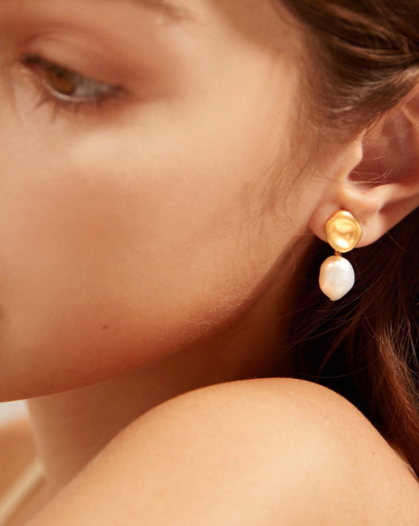 Timeless Gold Natural Pearl Drop Earrings