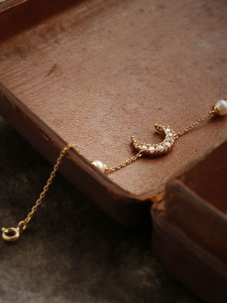 elegant zircon gold moon bracelet, candl_jewellery Australia
