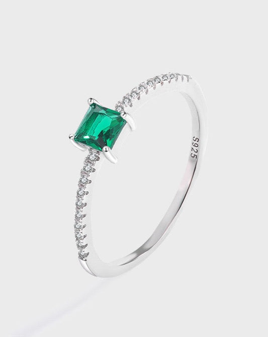 green zircon ring, silver band ring, C&L Jewellery