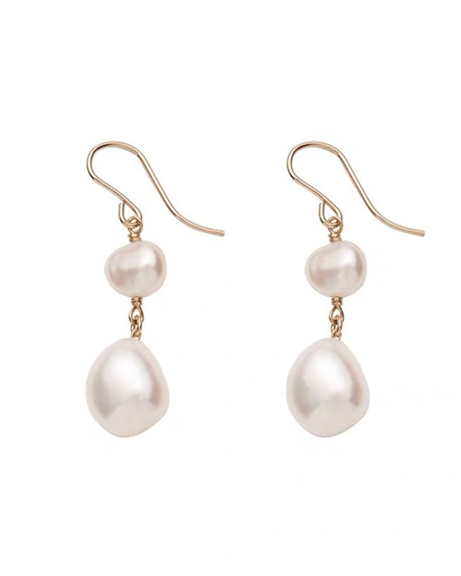 Duo Freshwater Pearls Drop Earrings
