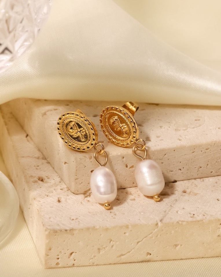 Rose and Pearl Earrings