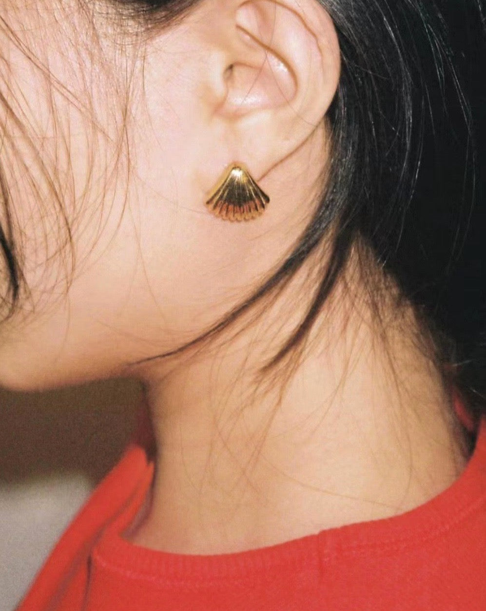 Gold-filled Chunky Clamshell Earrings
