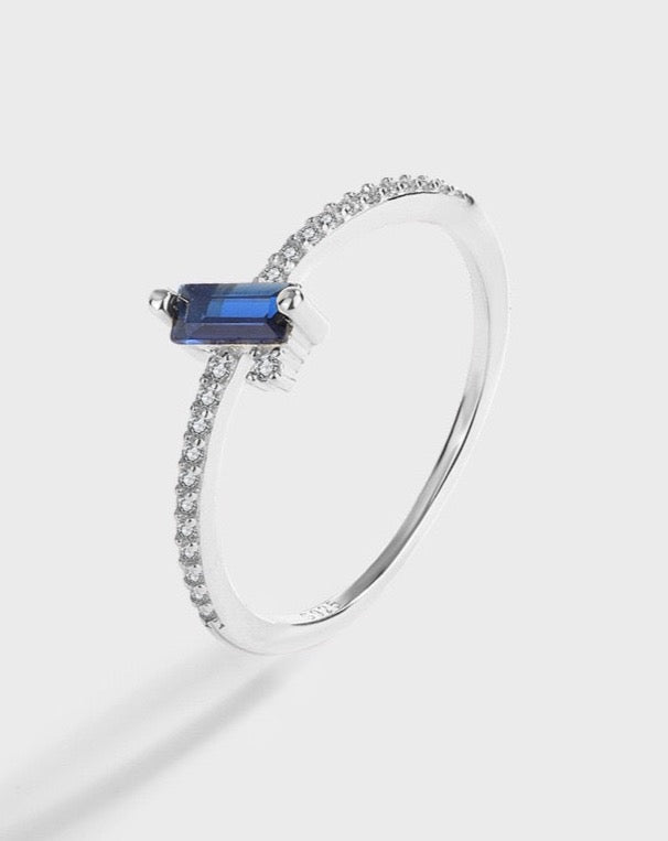 Navy Blue Zircon Silver Ring, C&L Jewellery