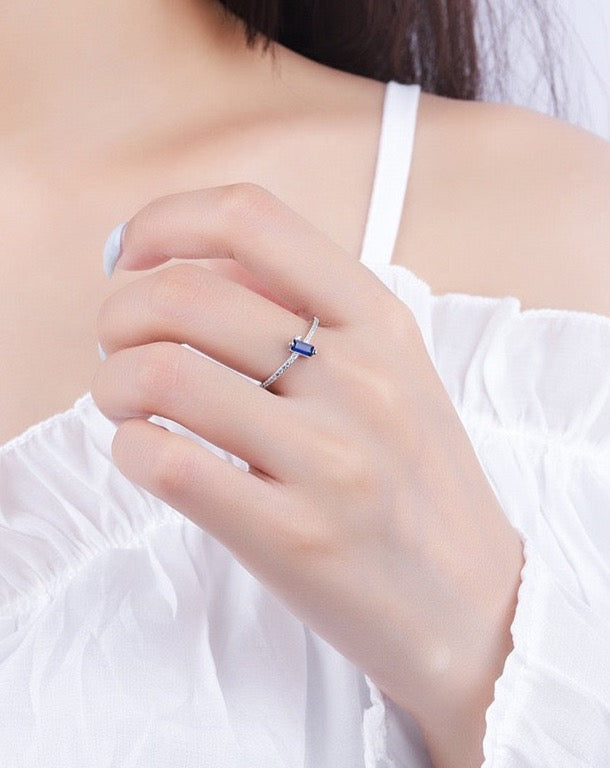 Navy Blue gemstone silver ring, colour gemstone jewelry