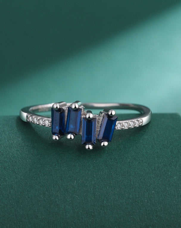 London Blue Zircons Silver Ring