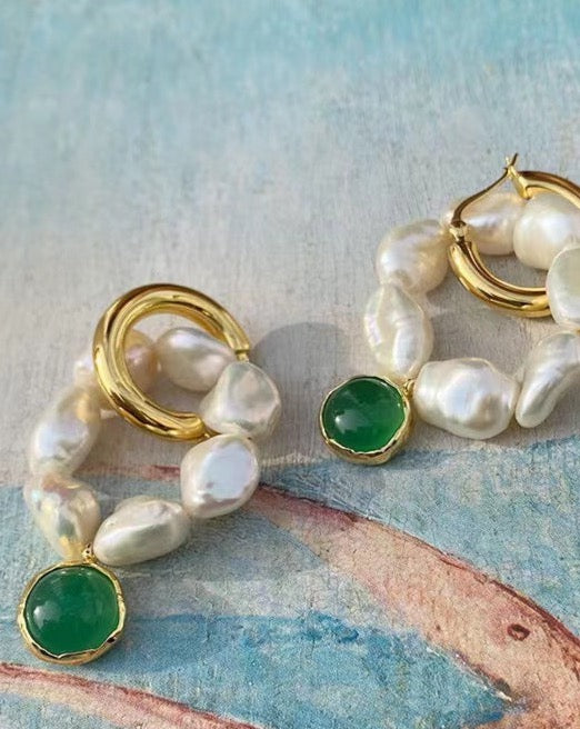 Pine Baroque Faux Pearls Earrings