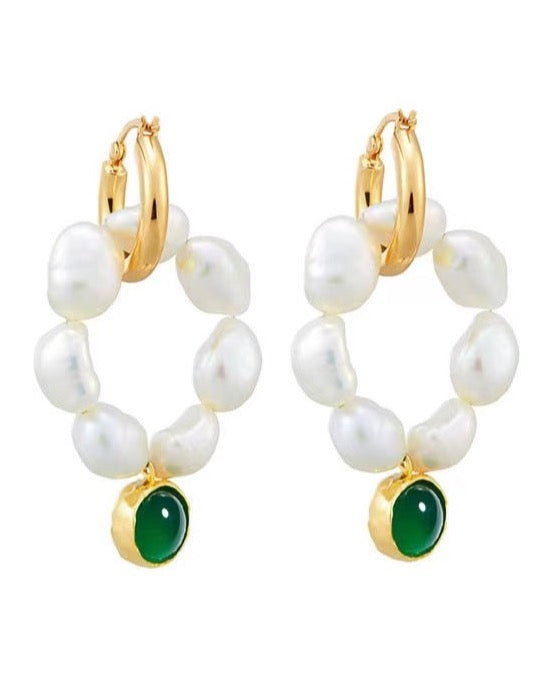 Pine Baroque Faux Pearls Earrings