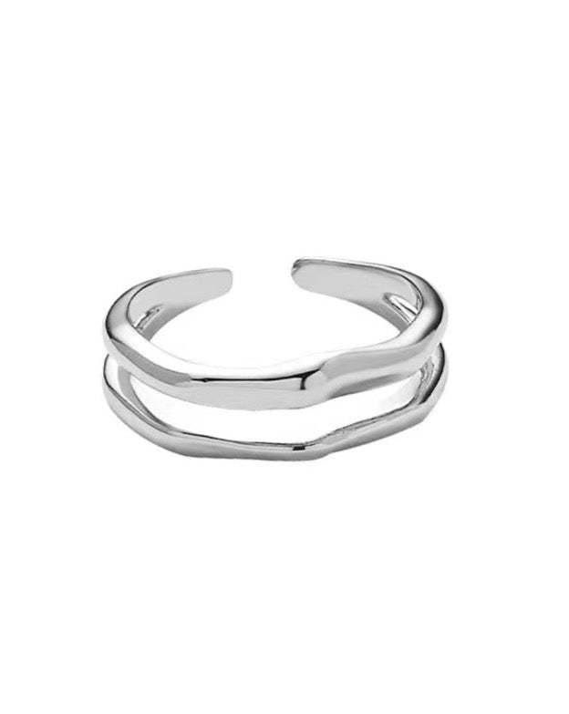C&L Jewellery -  Duet cool silver open ring