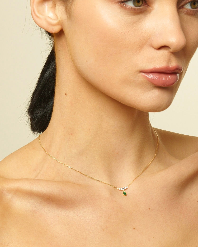 Emerald Luxurious Vermeil Necklace