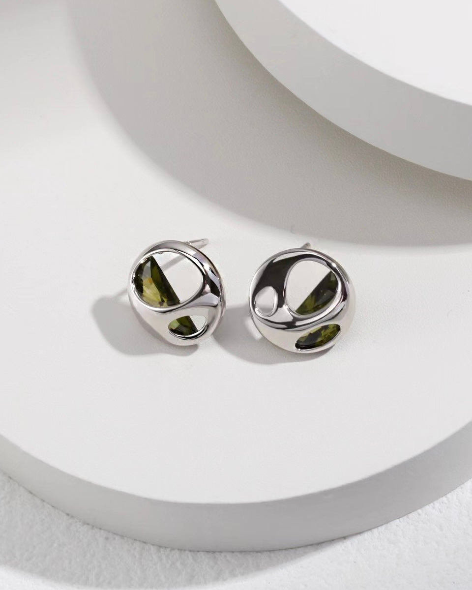 Vintage Designer Olive Crystal Earrings