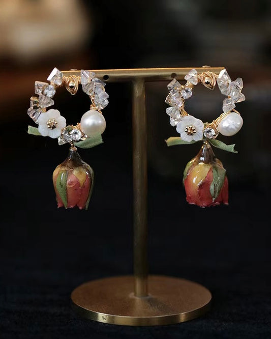Handmade Rose Earrings