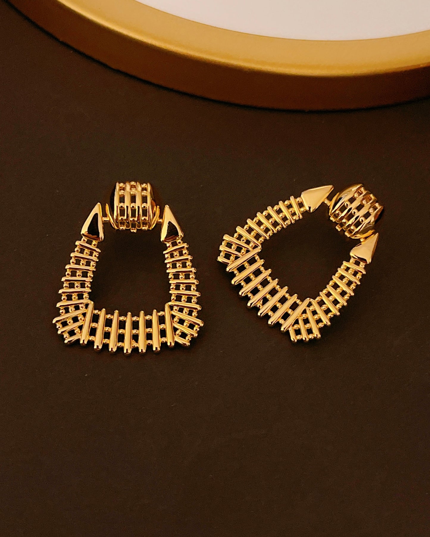 Plaid Gold Plated Earrings