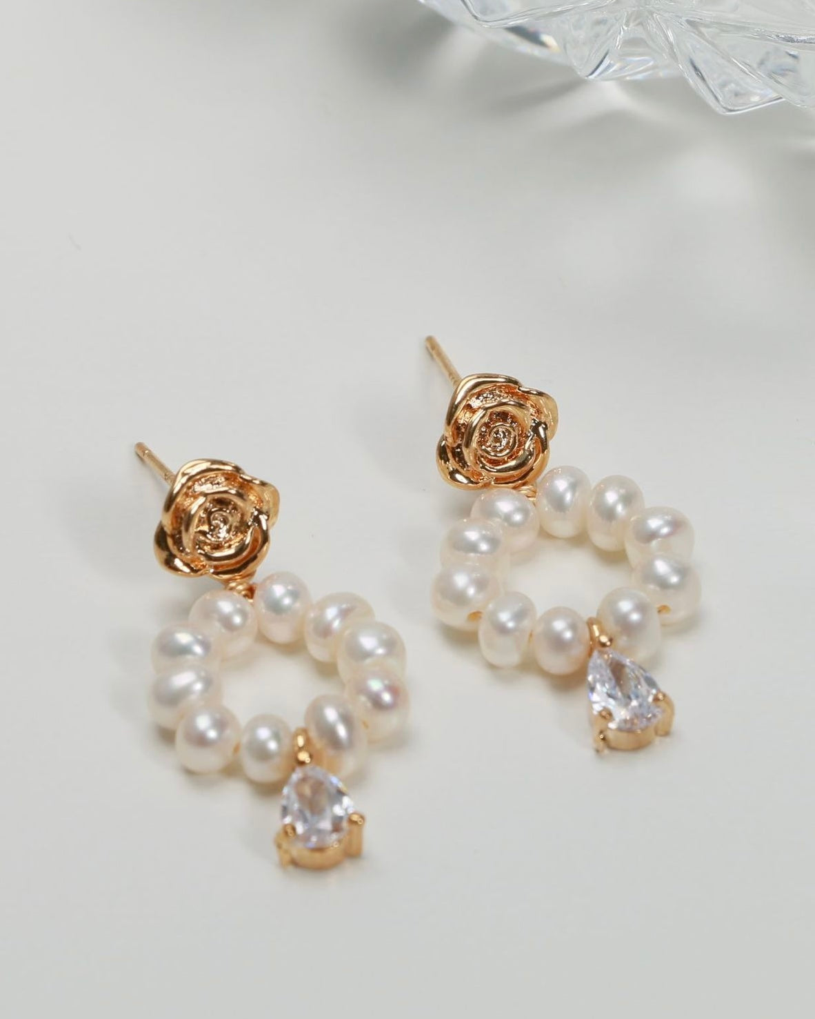 Camellia Teardrop Pearls Earrings