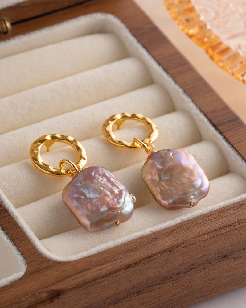 Luxury Purple Baroque Pearl Earrings